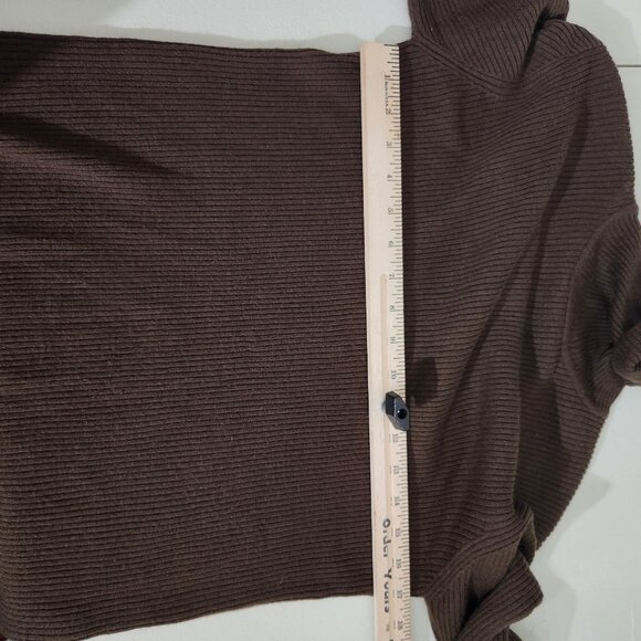 Vintage Jones New York Sweater Womens Petite Large Chocolate Brown Turtleneck - Picture 5 of 8